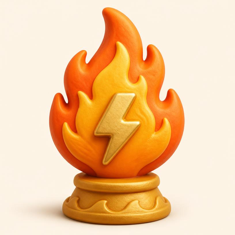 Golden flame streak trophy